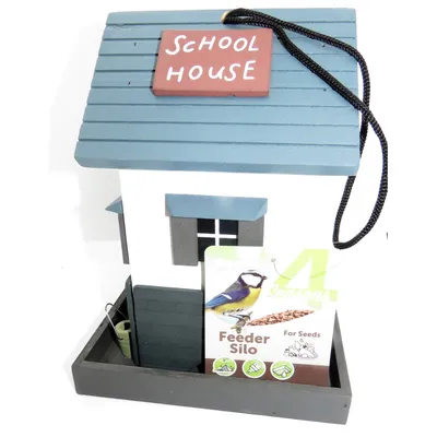 Mangeoire Ecole en bois, à graines pour oiseaux  18 x 18 x 23.5 cm