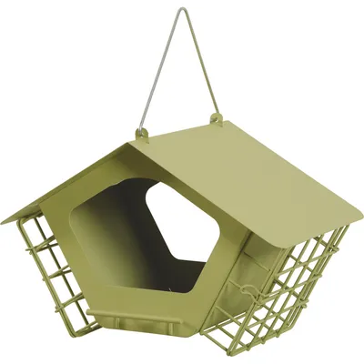 Mangeoire Cabane duo XL vert pour graines et blocs de graisse pour oiseaux