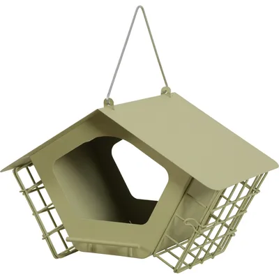 Mangeoire Cabane duo XL vert pour graines et blocs de graisse pour oiseaux