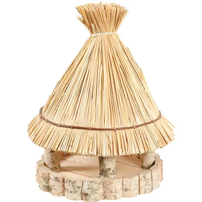 Mangeoire paillote ronde ø31 cm hauteur 47 cm, pour oiseaux