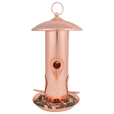Mangeoire à graines plaqué cuivre Hauteur 30.5 cm pour oiseaux