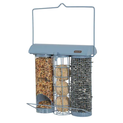 zolux - Mangeoire trio Bleu orage  pour oiseaux