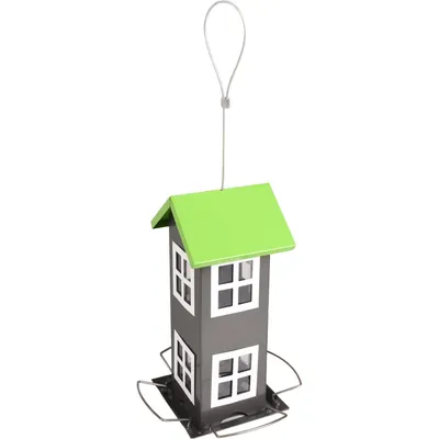 Mangeoire maisonnette 8 fenêtres, pour graines oiseaux.