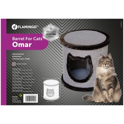 Abri coussin tonneau Omar brun ø 42 x 40 cm pour chat