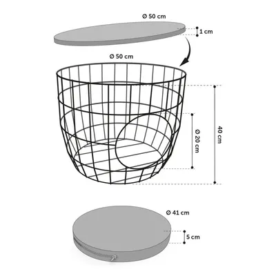 FLAMINGO Panier à chat métallique Filum Noir 50x50x41 cm