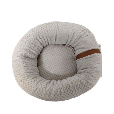 Coussin rond "PALOMA" pour chat. Couleur beige. ø 42 cm x 19 cm.