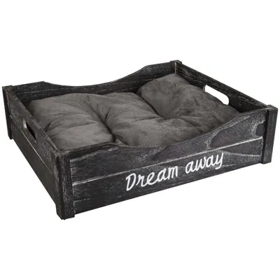 Panier + coussin Clio  rectangulaire, 45 x 38 x 12 cm. gris  . pour cha