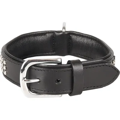 Flamingo Halsband Sedona Leder mit Nieten schwarz