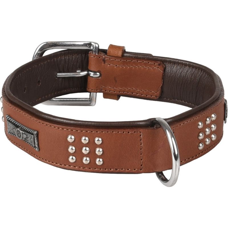 Flamingo - Collier Cuir SEDONA brun taille L 39-45 cm pour chien.