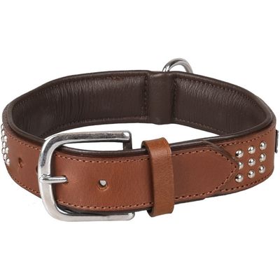 Collier Cuir SEDONA brun taille L 39-45 cm pour chien.