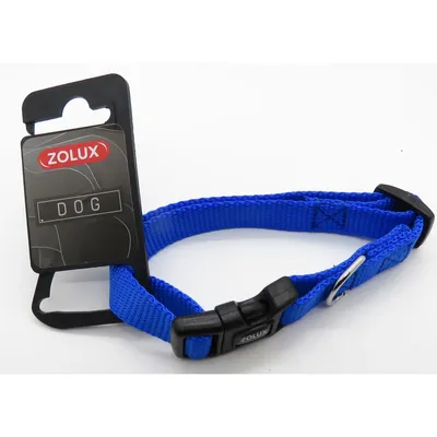 zolux - collier nylon  30 - 40  cm x 15 mm Bleu. pour chien.