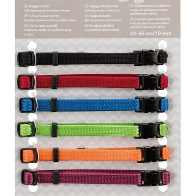 6 colliers  M-L  22 à 35 cm x 10 mm pour chiot.  couleurs différentes
