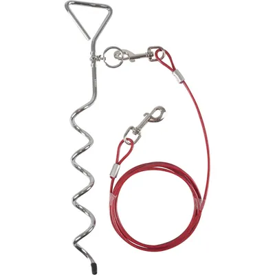 Piquet PILKA 46CM avec 1 câble d'attache de 3 m  pour chien max 15 kg