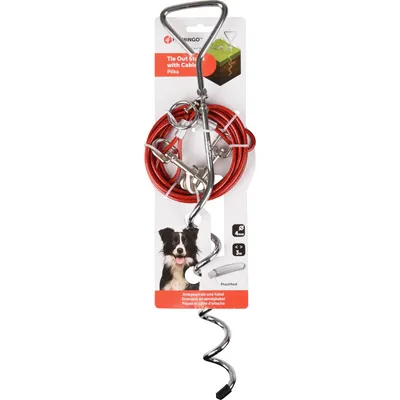 Piquet PILKA 46CM avec 1 câble d'attache de 3 m  pour chien max 15 kg