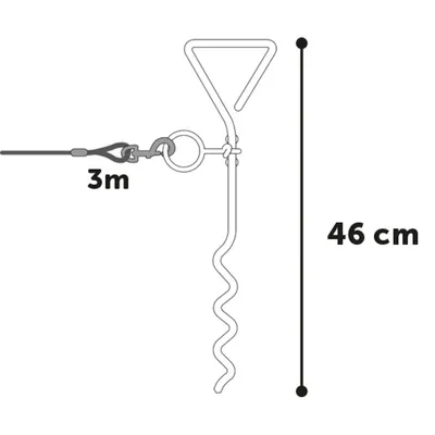 Piquet PILKA 46CM avec 1 câble d'attache de 3 m  pour chien max 15 kg