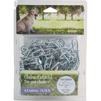 animallparadise - Chaine d'attache en acier 4.5 mètres maillon anti torsion