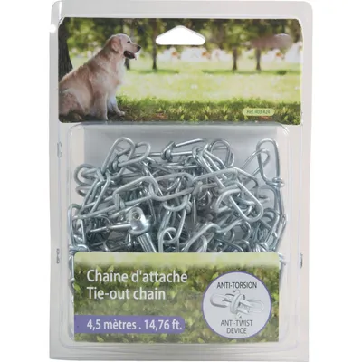 animallparadise - Chaine d'attache en acier 4.5 mètres maillon anti torsion