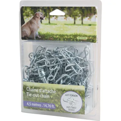 animallparadise - Chaine d'attache en acier 4.5 mètres maillon anti torsion