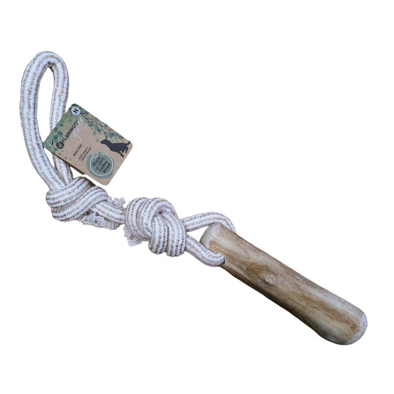 Flamingo - Jouet corde à tirer avec bâton à mâché Green java 46 cm M pour c