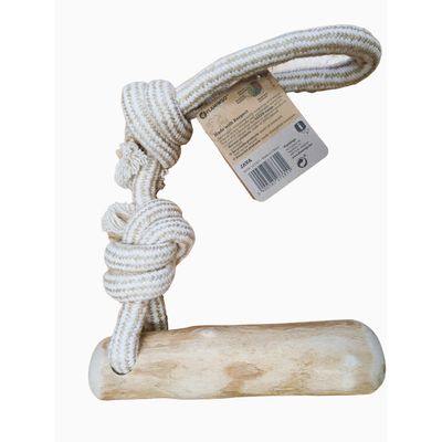 jeux corde à tirer avec bâton à mâché Green java 46 cm M pour chien