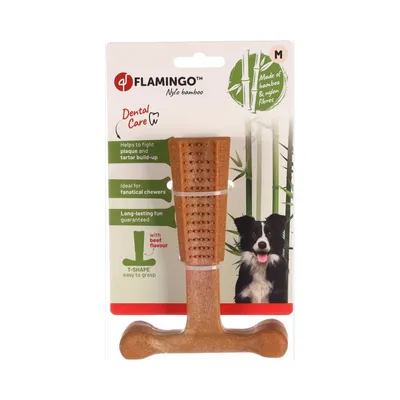 Flamingo - Jouet pour chiens en bambou et nylon avec gout de bœuf