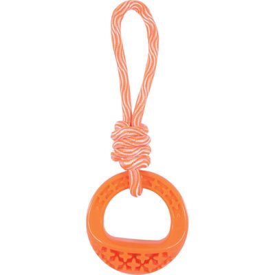 animallparadise - Jeux pour chien rond en TPR et corde 25 cm  couleur orang