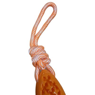 jeux pour chien ovale en TPR et corde, orange longueur 27.5 cm