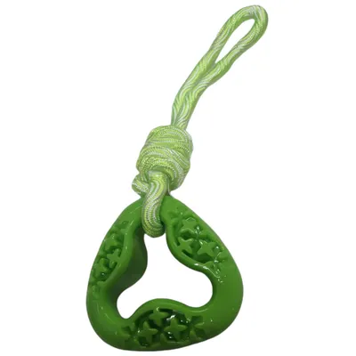 Anneau triangle en TPR et corde longueur total 24.5 cm, vert,  jeux pour ch