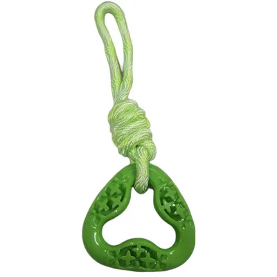 Anneau triangle en TPR et corde longueur total 24.5 cm, vert,  jeux pour ch