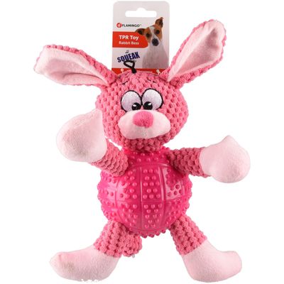 Jouet Lapin BESS rose longueur 28 cm env. pour chien