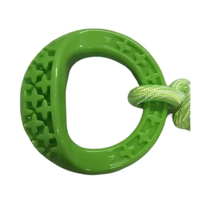 Anneau rond en TPR et corde 25 cm, vert, Samba Jeux pour chien