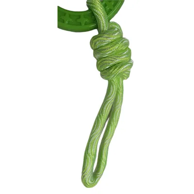 Anneau rond en TPR et corde 25 cm, vert, Samba Jeux pour chien