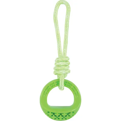 Anneau rond en TPR et corde 25 cm, vert, Samba Jeux pour chien