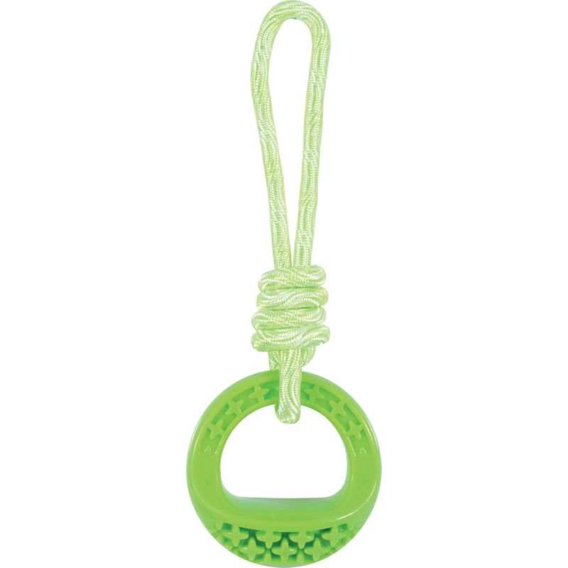 Anneau rond en TPR et corde 25 cm, vert, Samba Jeux pour chien