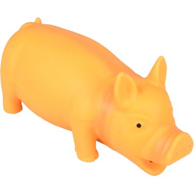 jouet en latex  a couinement pour chien  cochon Fiona orange 22 cm