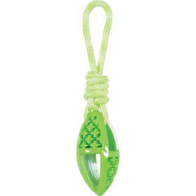 jeux pour chien ovale en TPR et corde longueur 27.5 cm, vert,