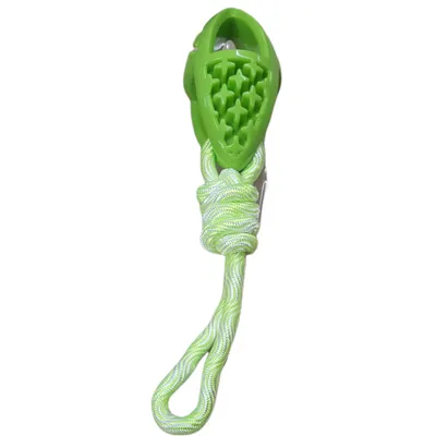 jeux pour chien ovale en TPR et corde longueur 27.5 cm, vert,