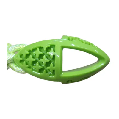 jeux pour chien ovale en TPR et corde longueur 27.5 cm, vert,