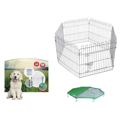 Parc hexagonal avec filet 60 x 60 cm pour chiot et lapin