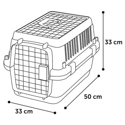 Cage de transport Neto XS 33 x 50 x 33 cm grise pour chien max 7 kg