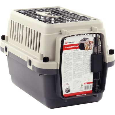 Flamingo - Cage de transport Neto XS 33 x 50 x 33 cm grise pour chien max 7