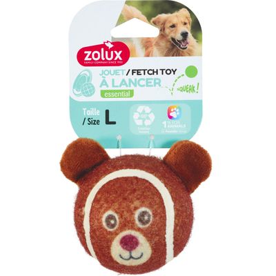 zolux - Balle de tennis ø 8 cm en forme d'animaux tête OURSON pour chien