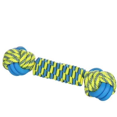 Jouet Balle nouée Cordon Bleu & Jaune ø 7 x 28 cm pour chien