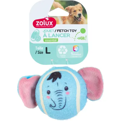 zolux - Balle de tennis ø 8 cm en forme d'animaux tête ÉLÉPHANTpour chien
