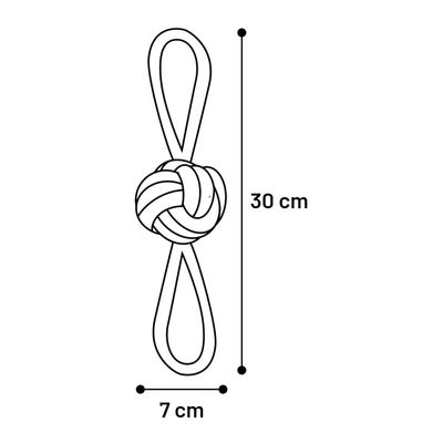 Jouet Balle nouée ø 7 cm x  30 cm Bleu & Jaune pour chien