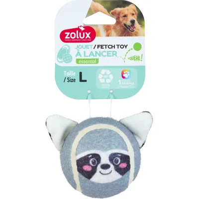 zolux - Balle de tennis ø 8 cm en forme d'animaux  tête raton laveur pour c