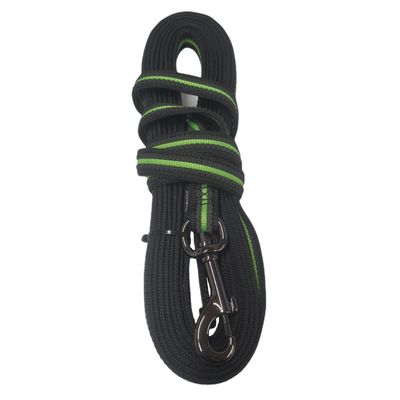 Laisse d'entraînement en nylon. 5 mètres x 17 mm.  vert. pour chien.