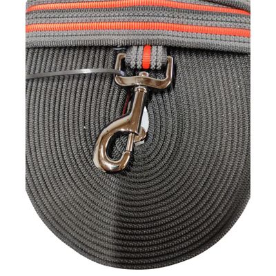 Laisse d'entraînement en nylon. 15 mètres x 25 mm  orange. pour chien.