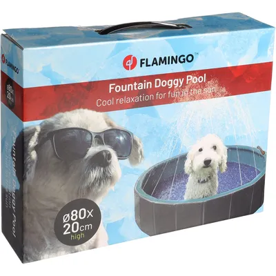 Flamingo - Piscine avec jet d'eau ø 80 x 20 cm  et gris pour chien
