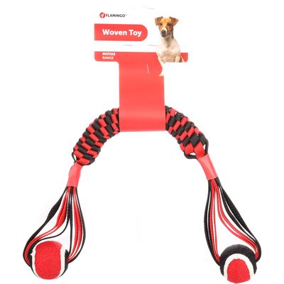 Flamingo - Bâton tissé Movas avec balle de tennis 55 cm jouet pour chien